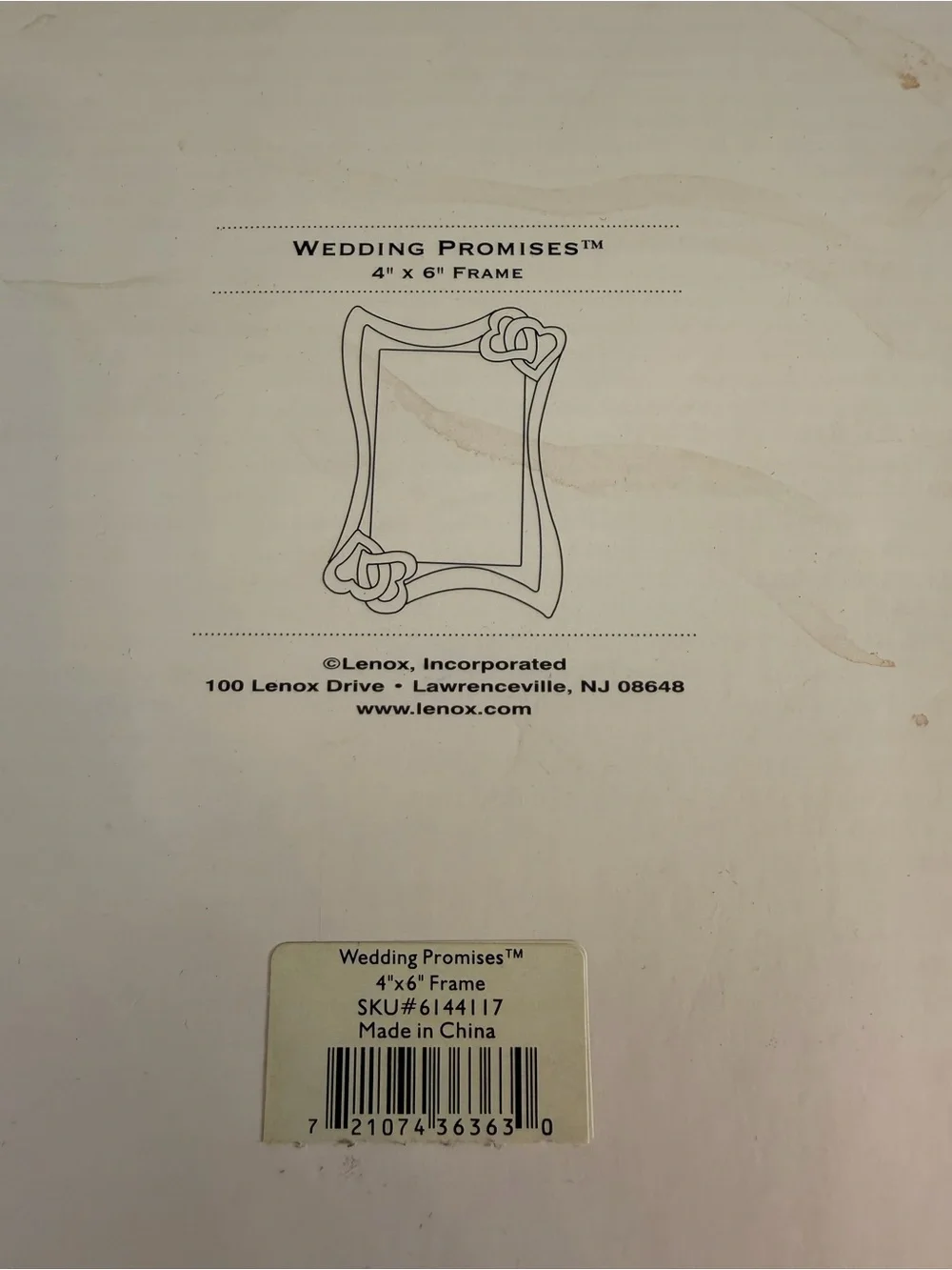 Lenox White Silver-Tone Wedding Promises 4x6 Frame Vintage